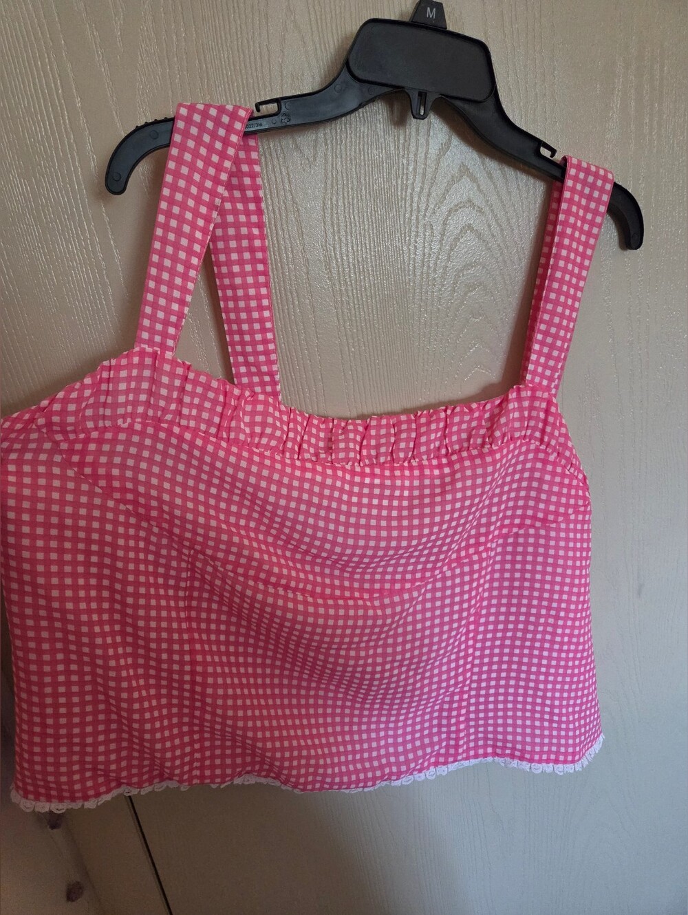 Megan Moroney Hot Pink And White Gingham Crop Top Blouse Womens 3x NWT